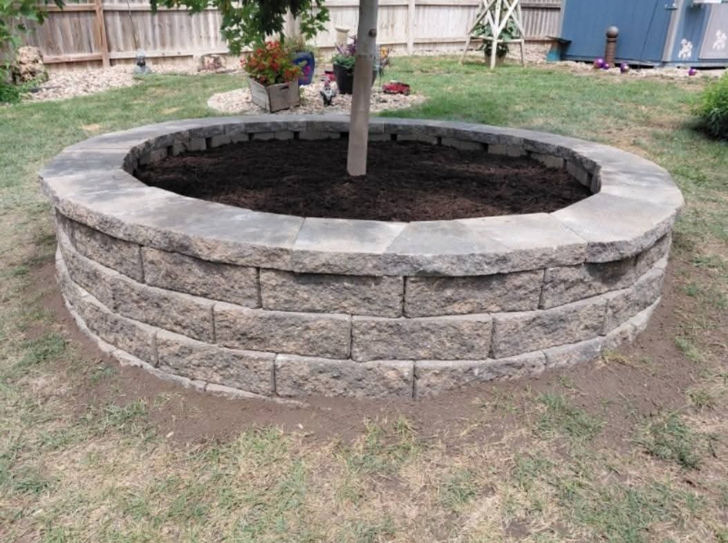 A stone ring around a tree